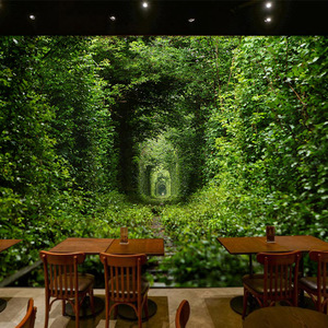 Papel Tapiz de Bosque, Papel Tapiz para Cafetería, Tienda de Té con Leche, Floristería, Papel Tapiz de Bosque Tropical, Paisaje Natural, Mural para Hotel - Product Image 3