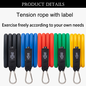 Venta al por mayor logotipo personalizado grueso Yoga elástico gimnasio Fitness ejercicio entrenamiento látex 123 deportes 1 Uds banda de resistencia conjunto 11 piezas entrenamiento - Product Image 3