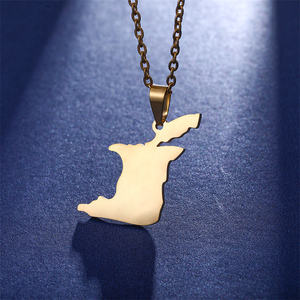 Vente chaude européenne et américaine en acier inoxydable Trinité-et-<span class=keywords><strong>Tobago</strong></span> carte drapeau pendentif Couple collier - Product Image 4