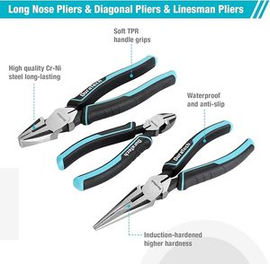 DuraTech Pliers Set Rolling Hand Cr-Ni Construction Joint <b>Long</b> Needle <b>Nose</b> Linesman Diagonal OEM - Product Image 4