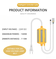 Popular venta al por mayor de alto voltaje 220V 1500W RGB LED Dimmer Control remoto 100M Aluminio Led Control remoto para iluminación