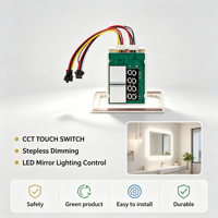 Interrupteur intelligent 24V pour miroir LED avec variateur d'intensité, lumière monochrome, fonction anti-buée, affichage de l'heure et de la température pour salle de bain