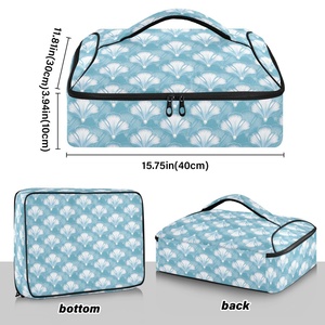 Hawaiian Custom Blue Aluminum Foil Insulated Thermal Cooler Bag Pizza Casserole Pans Carrier Cooler Bag on Delivery - Product Image 3
