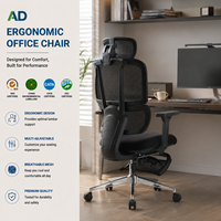 Silla de Oficina Ergonómica con Reposabrazos 3D y Almohadilla de PU, Silla de Computadora de Malla con Altura Ajustable para Oficina en Casa y Lugar de Trabajo