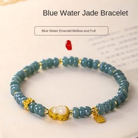 Nieuwe Chinese Echte Blue Water Jade Abacus Kralen Armband Unisex Kleine Verse Lucky Brand Transfer Kralen Kalebas Sieraden Toerisme