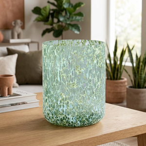 Portavelas de Vidrio Verde Moteado, Portavelas Soplado a Mano, Linterna Decorativa para Decoración de Mesa en Fiestas y Hogar - Product Image 3