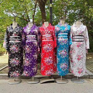 Robe Kimono Traditionnelle Japonaise pour Femmes, Vêtement Ethnique, Imprimé Floral, Yukata avec <span class=keywords><strong>Obi</strong></span>, Vintage, Sexy, Satin, Costume de Cosplay Geisha - Product Image 4
