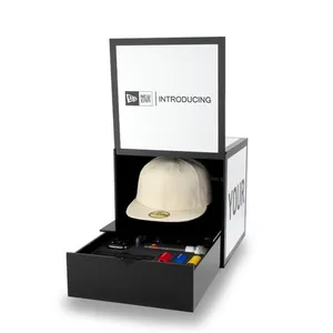 Caja de cartón de lujo con Cierre trasero para sombrero, caja de embalaje de cartón cuadrada, simple, redonda, personalizada