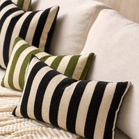 Housse de coussin décorative en chenille rayée personnalisée en gros, housse de coussin en velours pour la décoration