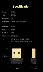 Comfast CF-B01 br8651a01 bt5.0 DC 5V 2.4GHz bluetooth5.0 Bộ chuyển đổi không dây - Product Image 5