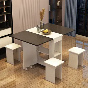 Modern foldable Extendable rectangular Furniture dining tables and chairs sets