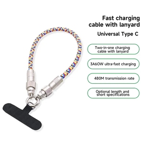 <span class=keywords><strong>สาย</strong></span>คล้องคอโทรศัพท์โลหะผสมสังกะสีสายดาต้า USB C TO USB C <span class=keywords><strong>สาย</strong></span>คล้องข้อมือแบบแขวนได้อย่างรวดเร็ว PD 60W 480Mbps <span class=keywords><strong>สาย</strong></span>ดาต้า - Product Image 3