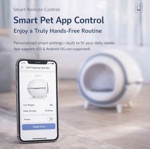 Bac à litière autonettoyant pour chat 65L, écologique, en ABS, avec surveillance intelligente via application, contrôle des odeurs et protection anti-pincement - Product Image 3