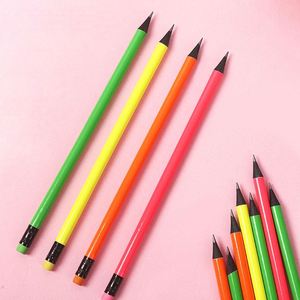 Lápices de Colores Fluorescentes Redondos con Impresión de Logotipo Personalizado, Lápices de Pintura con Cuerpo Negro HB de 7 Pulgadas para Oficina y Escuela, Caja de 12 Unidades - Product Image 1