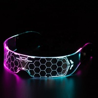 Gafas con luz LED para Cosplay de Halloween, gafas de luz de colores intermitentes inalámbricas, gafas Led con luz de panal, gafas de sol brillantes