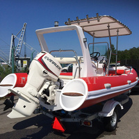 Bateau semi-rigide de luxe 5,2 m (17 pieds) en fibre de verre et Hypalon, console centrale, yacht sportif, pour la pêche et la plongée, avec auvent T-Top