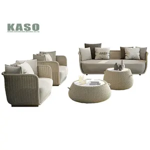 Modern Woven Rope Patio Sofa Set Rattan Balcony Outdoor Sectional Couch Aluminum Lounge Hotel Rope Garden Furniture Outdoor Sofa