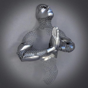 Astratta moderna Del Corpo Umano In Acciaio Inox Amore Retro Scultura - Product Image 5