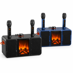 Enceinte karaoké avec <span class=keywords><strong>2</strong></span> micros sans fil, enceinte portable Bluetooth avec lumière de cheminée, DSP Echo - Product Image 1