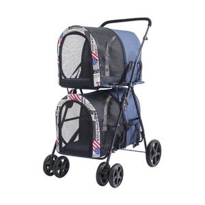 Carrito grande <span class=keywords><strong>de</strong></span> lujo para mascotas <span class=keywords><strong>de</strong></span> 4 ruedas, cochecito doble para perros y gatos <span class=keywords><strong>deportivos</strong></span>, cochecito para correr y viajar para 2 perros - Product Image 3