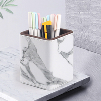 Porte-stylos carré en cuir PU, porte-crayons, organisateur de papeterie de bureau, boîte de rangement pour accessoires de bureau