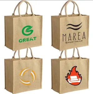 Wholesale Promotion Custom Eco Friendly Reusable With Logo Cotton Packing Gift Shopping Burlap Jute Bags For Women