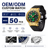 Montre à quartz pour homme Sanda 6191 avec logo personnalisé, bracelet en TPU, montre-bracelet élégante et décontractée, aiguilles lumineuses, OEM ODM