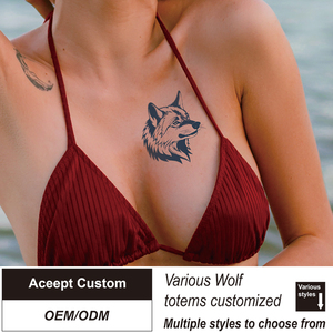 Customizable Blue Wolf Totem Water Transfer Body <strong>Tattoo</strong> Stickers Realistic Sexy Man Women Cartoon Printed Temporary Long-Lasting
