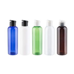 MUESTRA GRATUITA Botella Cosmética Recargable Transparente Ámbar de 200 ml con Tapa Abatible de Plástico, Envase de PET para Champú para Adultos - Product Image 1