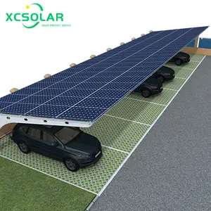 新设计碳钢太阳能光伏车棚防水车库顶篷50Kw太阳能模块安装结构 //