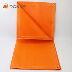 Toile de soudage en fibre de verre enduite ignifuge Sac en PVC Tissu satiné Autre tissu Tissé ignifuge Uni Orange 550 C 2m - Product Image 2