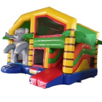 Château Gonflable Personnalisé avec Toboggan et Souffleur, Motifs Dinosaure, Cocotier, Éléphant, Crocodile, Animaux, en PVC Oxford