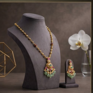 Prayom Gold Plated <b>Bridal</b> Wedding <b>Jewelry</b> <b>Set</b> with Zircon Stone Necklace and Earrings Vintage Colorful Design for Women - Product Image 6