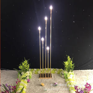 Lumières de mariage en métal doré, décoration de fond de scène de mariage, éclairage LED, décoration d'allée de mariage pour les événements et les fêtes - Product Image 2