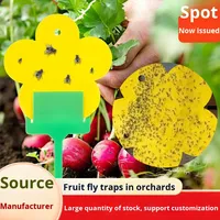 Bloemmotief Bloemvormig Effen Dubbelzijdig Kleverig Insectenvangbord Kleine Zwarte Vlieg Kleverig Papier Huishoudelijk Geel Fruitvlieg