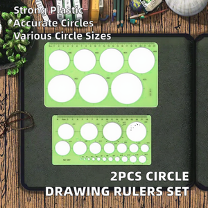 Plantilla circular verde de 20cm, regla de plástico, herramientas de medición, 29 círculos, suministros escolares y de oficina para estudiantes, 2 uds. - Product Image 2