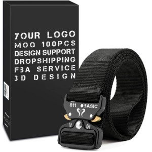8265 Tactical Military Belt Fashion Canvas Nylon Man OEM Picture Logo Style Plastic Buckle Nylon belt