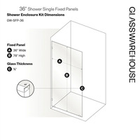 Mars Villa Verre Trempé SGCC CE 36 Pouces, Personnalisé et Très Vendu X 78 In. Panneau de douche fixe sans cadre entièrement intégré
