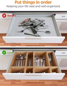 Nuovo Set di 8 vassoi per <span class=keywords><strong>cassetti</strong></span> da <span class=keywords><strong>scrivania</strong></span> divisore di scatole di immagazzinaggio in bambù con organizzatore di Make-up 4 per camera da letto della cucina dell'ufficio - Product Image 4