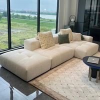 Set Kombinasi Modular Multifungsi Berbentuk L Minimalis Italia dengan Tempat Duduk Dua Sisi Berisi Busa dan Kain untuk Apartemen Hotel.
