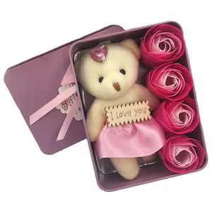 Embalagem de presente feito à mão rosa encantador design de pequenos anéis casamento lembranças