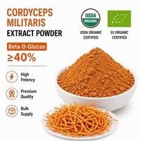 Biologisch Cordyceps Militaris Extract 30% Beta-D-Glucan Poeder, Premium Vruchtendelen Wateroplosbaar voor Uithoudingsvermogen & Kracht