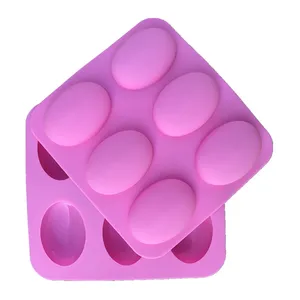 Hot Selling 6 Cavity Domed Oval Cake Kitchen Handmade DIY Soapmaking Tool Cobblestone Goose Egg Silicone Soap Mold