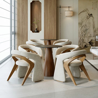 Fauteuil d'appoint moderne Adenuo en tissu bouclé avec dossier en boucle, pieds en bois massif, idéal pour hall d'hôtel et salon