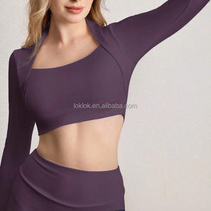 Long Sleeve Yoga Active Crop <b>Top</b> Breathable Lightweight Seamless Four-Way Stretch Eco-Friendly Recyclable Buttery Soft Nylon Gym - Product Image 5