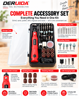 DERUIDA Mini-meuleuse portable 3,6 V sans fil, ensemble d'outils rotatifs, stylo de gravure électrique avec accessoires pour percer et polir