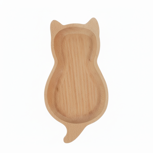 Diseño gato conejito liebre Cony cara forma plato de madera bandeja de comida para niños amante de los animales aperitivos plato utensilio - Product Image 1