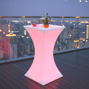 <span class=keywords><strong>Table</strong></span> de bar <span class=keywords><strong>haute</strong></span> à LED avec design moderne, en plastique écologique, 4 places, pour mariage - Product Image 1