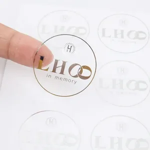 Waterproof Custom Bottle Packaging Logo Printing Labels Embossed Gold Foil Circle Round Transparent Stickers With Logo