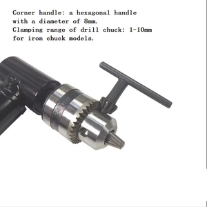 Perceuse électrique à angle droit à 90 degrés outil d'angle de mandrin à trois mâchoires, outil de pliage électrique à angle droit en alliage avec clé - Product Image 4